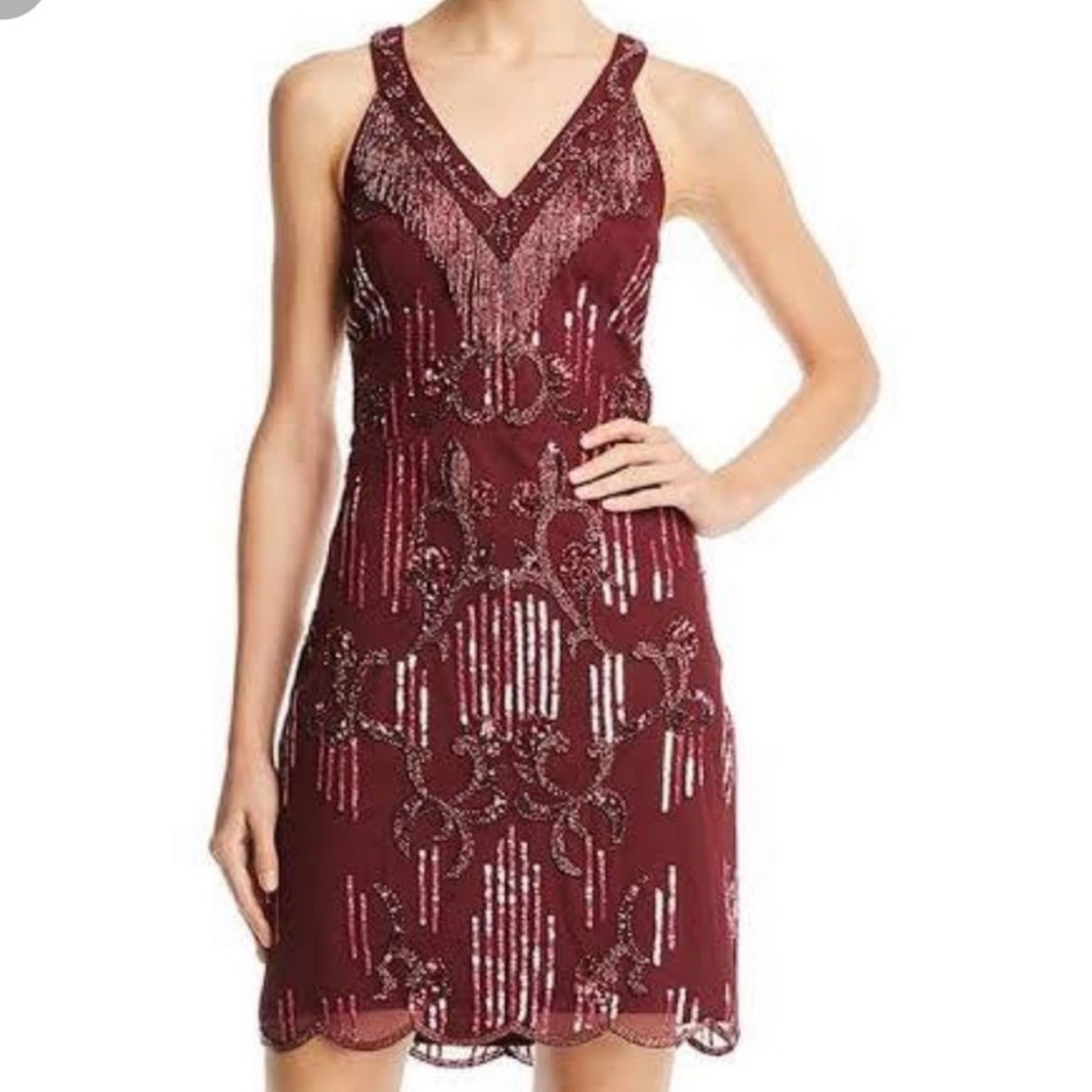 Aidan Mattox Beaded Sleeveless Cocktail Dress